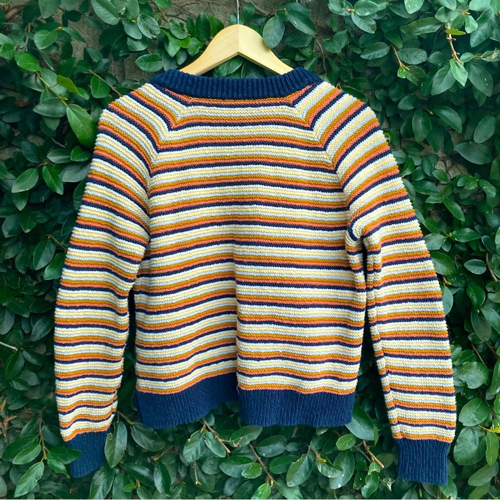Madewell Arden Cropped Chunky Knit Striped Pullover Sweater - Picture 4 of 7